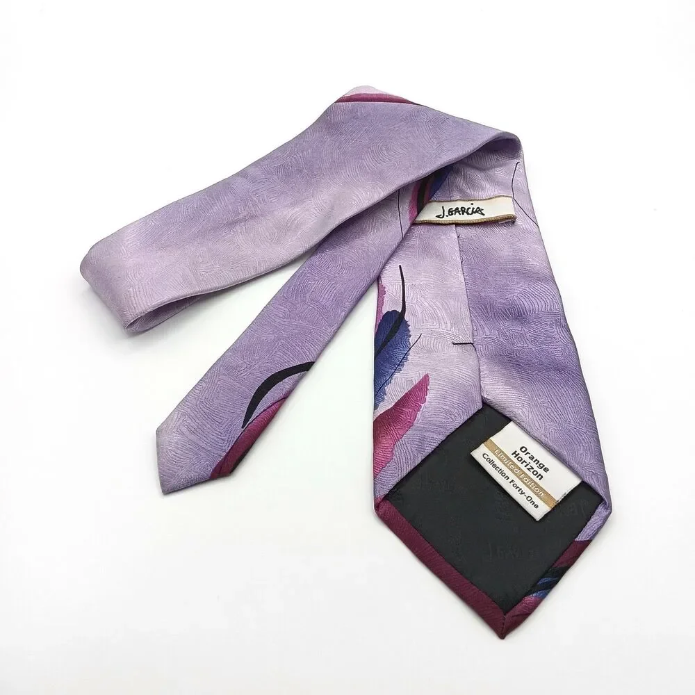 Jerry Garcia Silk Tie Mens 61.5” Lavender Violet #41 Orange Horizon Wide New
